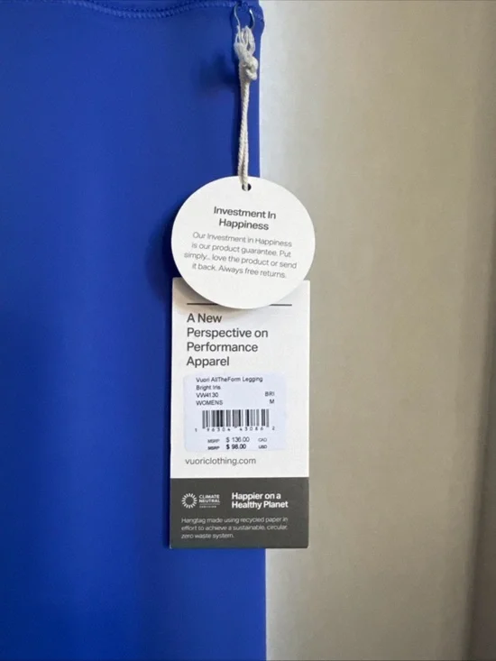 Size M Vuori All The Feels Legging, Indigo Bright Iris Leggings Vuori Pants NEW - Picture 3 of 6